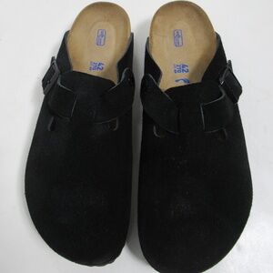 Birkenstock Unisex Boston Soft Footbed Suede Leather Black 9 US M / 11 US L